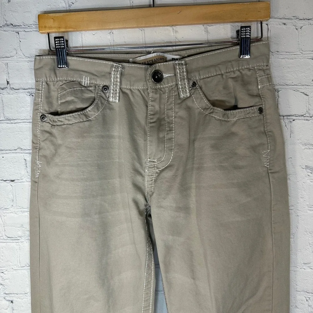 BKE Casuals Tyler Straight Leg Khaki Pants Mens 28x32 Tan Contrast Stitch Cotton